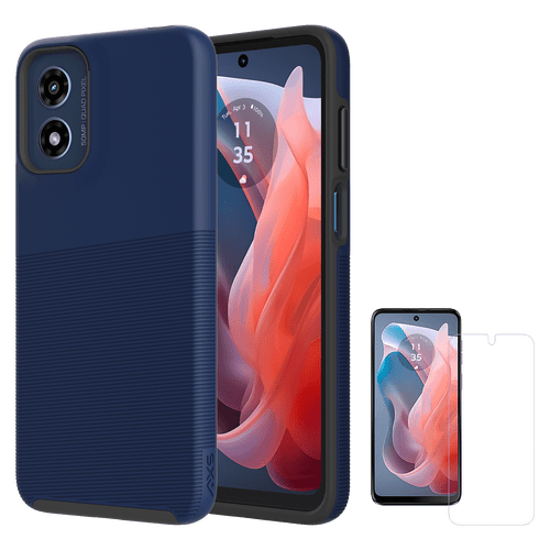 Axs - Protech Plus Case and Armorglass Screen Protector for Motorola Moto G Play 2024 - Astral Blue